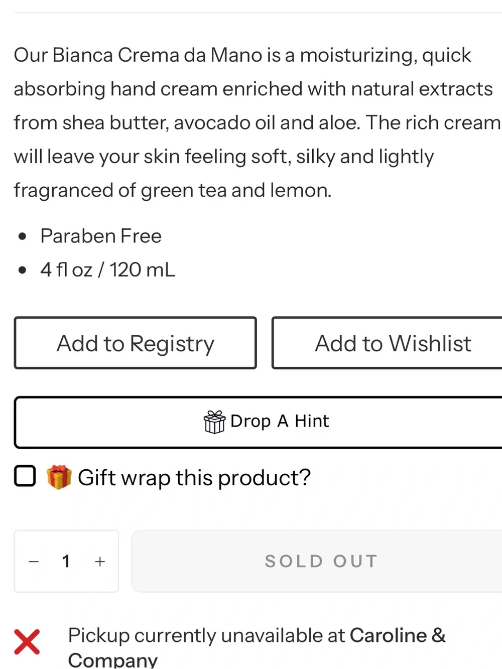 TOCCA Bianca Green Tea + Lemon Hand Cream